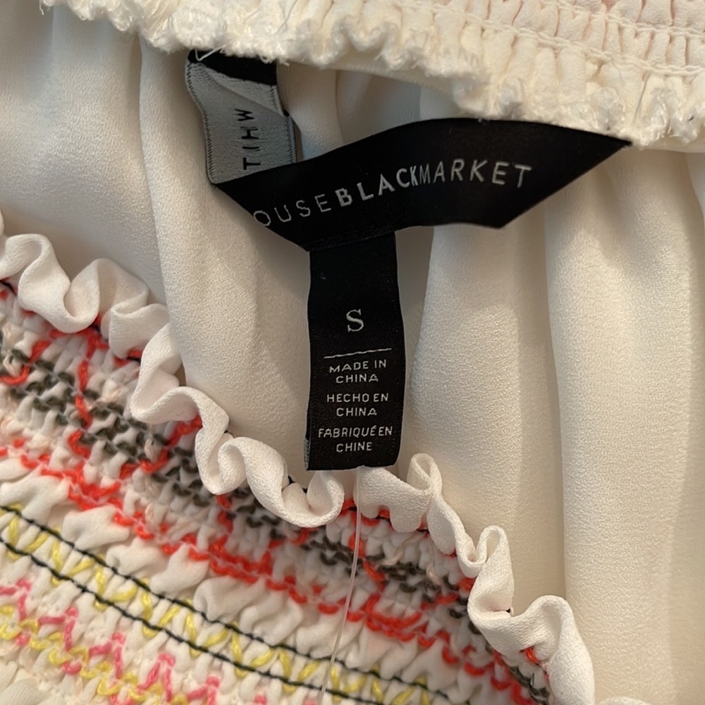 WHBM OFF-SHOULDER EMBROIDERED BLOUSE - Picture 10 of 11